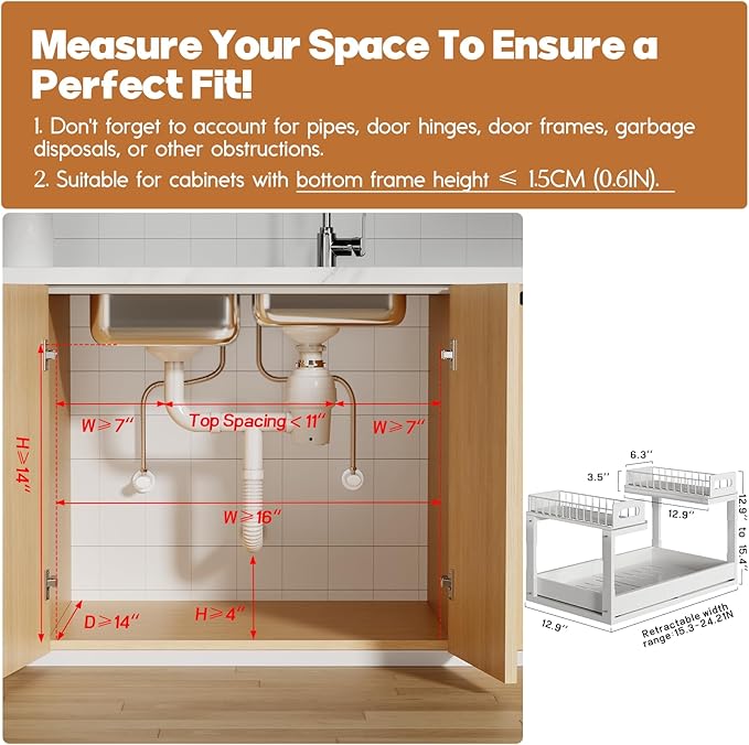 1 Pack Expandable Under Sink Organizers Storage - Image 3