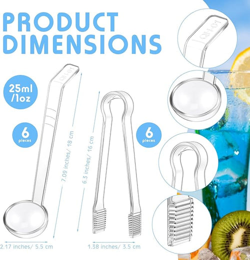 12 Pieces Plastic Serving Utensils Set Including 6 Pcs 1 oz Small Ladle and 6 - Image 2