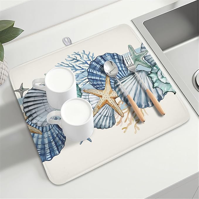 Summer Sea Shell Drying Mat 18x16 Inch, Starfish Drying Mat - Image 8
