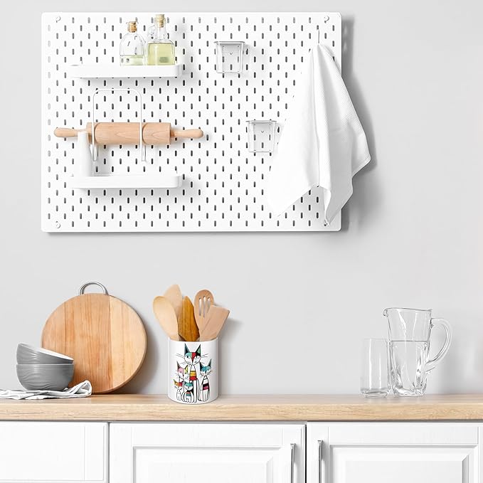 WILLBOND Cat Kitchen Decor Acrylic Kitchen Utensil Holder Crock Spoon Organizer - Image 5