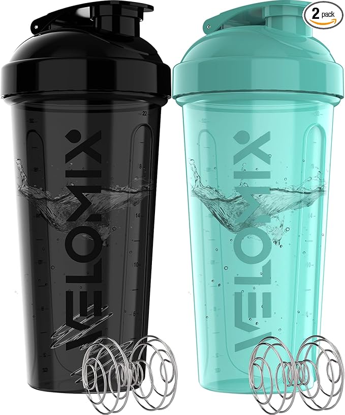 VELOMIX -2 Pack- 28 oz Protein Shaker Bottles by VELOMIX
