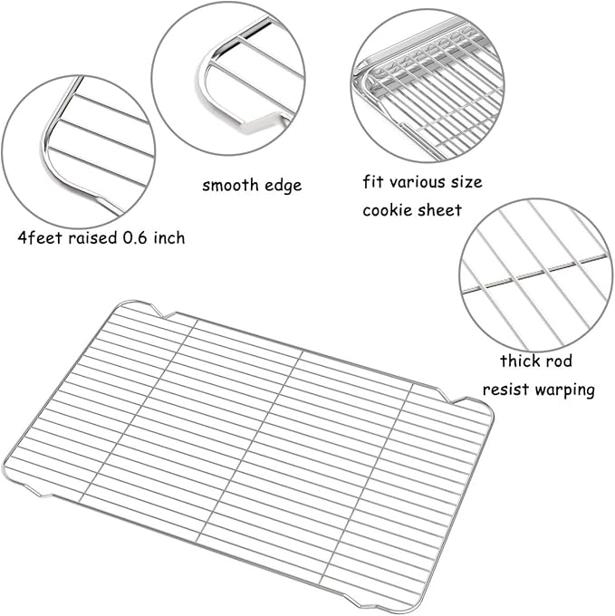 Cooling Rack Set of 3, Baking Rack Stainless Steel Wire Rack - Image 2