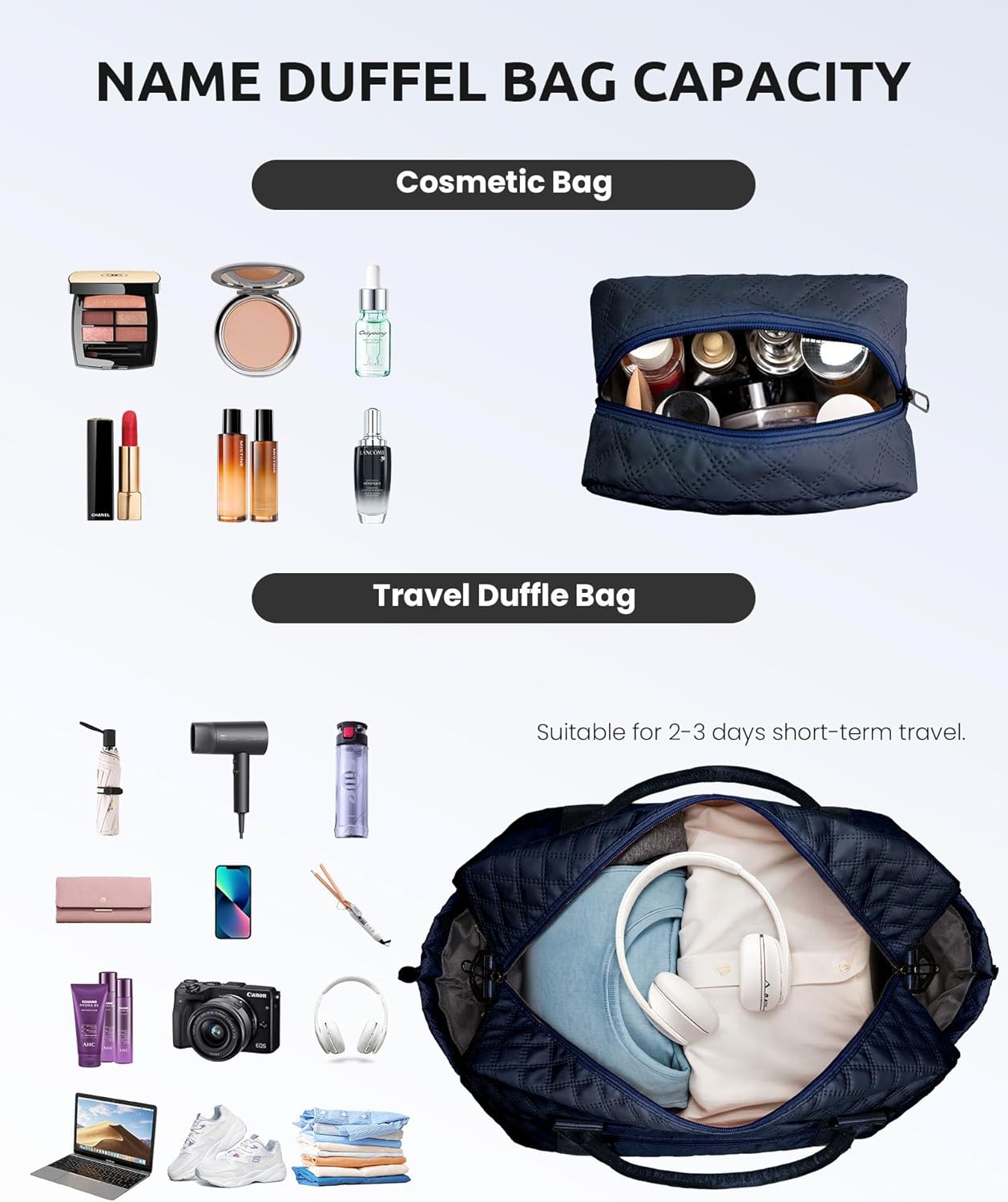 Bags for Women College Gifts-Initial Duffle Bag with Shoe Compartment, Weekender Bag, Monogram Overnight Bag, Letter Travel Bag with Makeup Bag, Bachelorette Gifts for Bride (Letter Q)