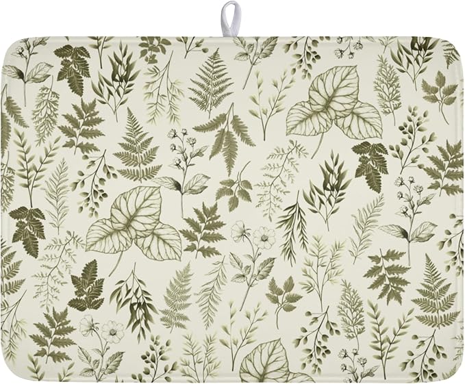 Vintage Botanical Floral Dish Drying Mat by Unknown