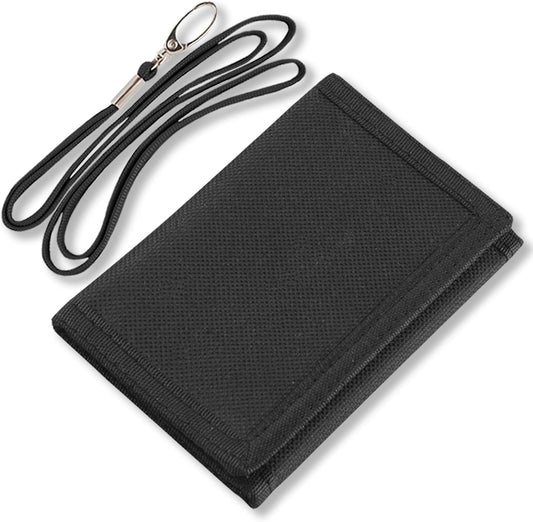 NEICY RFID Blocking Canvas Wallet for Men and Women - Camo Trifold Outdoor Sports Wallets with Magic Sticker for Teen Kids (Black Set)
