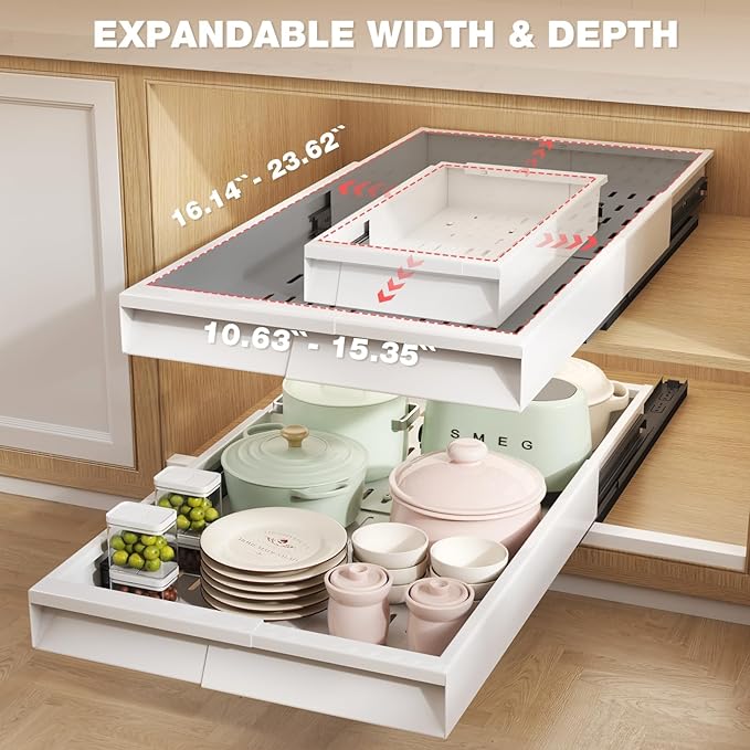 Seinloes 2 Pack Pull Out Cabinet Organizer - Image 4