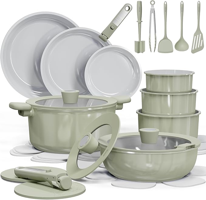 CAROTE 27pcs Ceramic Cookware Set Nonstick, Pots and Pans Set Non Stick by CAROTE