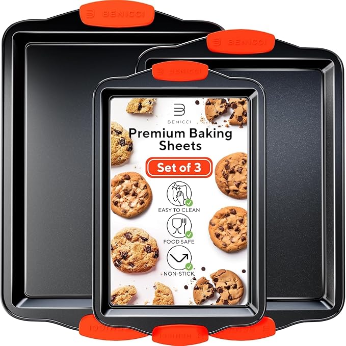 Premium Non-Stick Baking Sheets Set of 3 by BENICCI