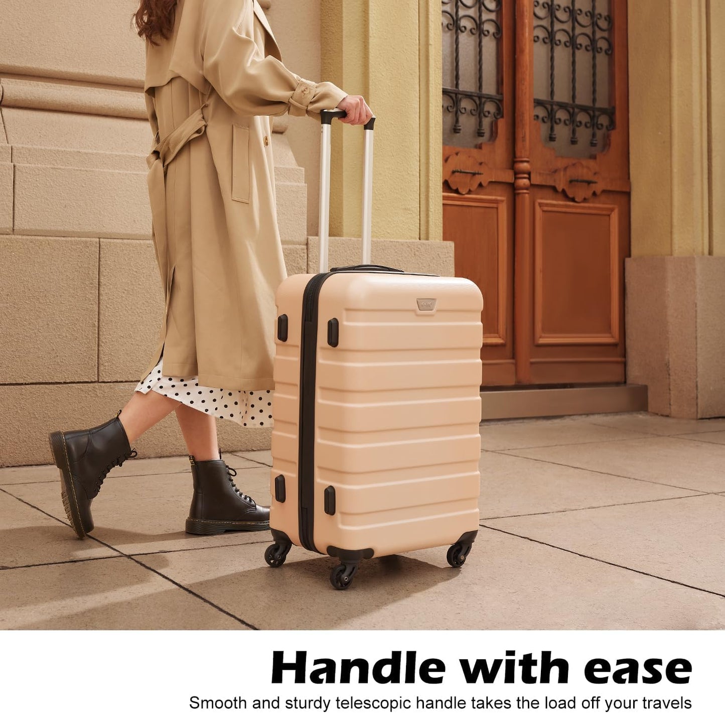 Coolife Luggage 3 Piece Set Suitcase Spinner Hardshell Lightweight TSA Lock (orange)