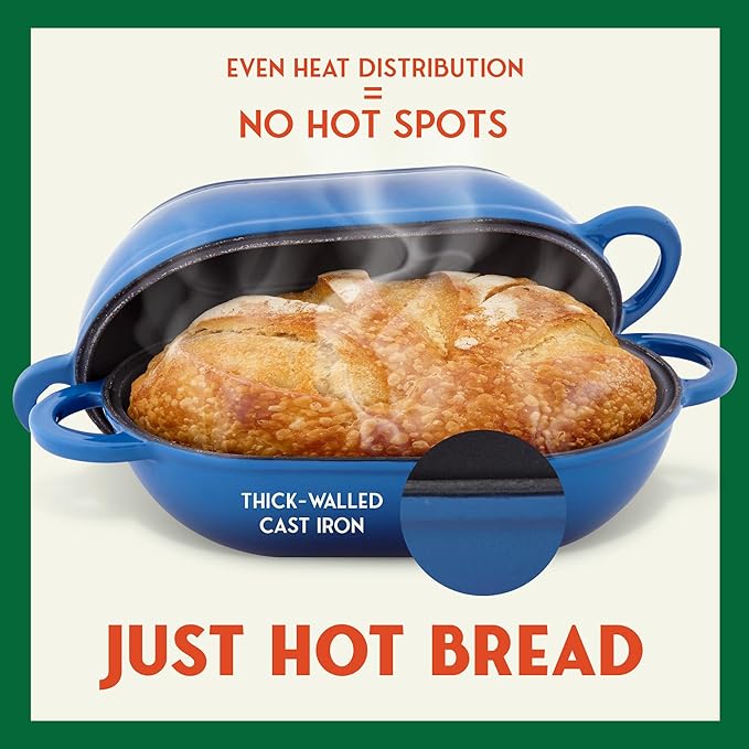 Enameled Cast Iron Bread Oven 2 Qt, Non-Stick Single Loaf Cast Iron Bread Pan - Image 4