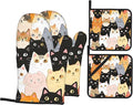 Cute Cats Oven Mitts with Matching Potholders by Unknown