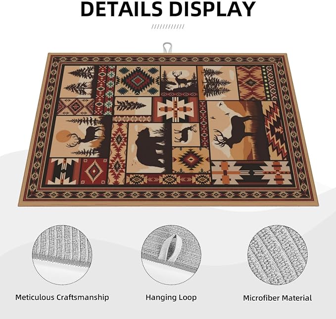 Western Wildlife Geometric Dish Drying Mat - Image 5
