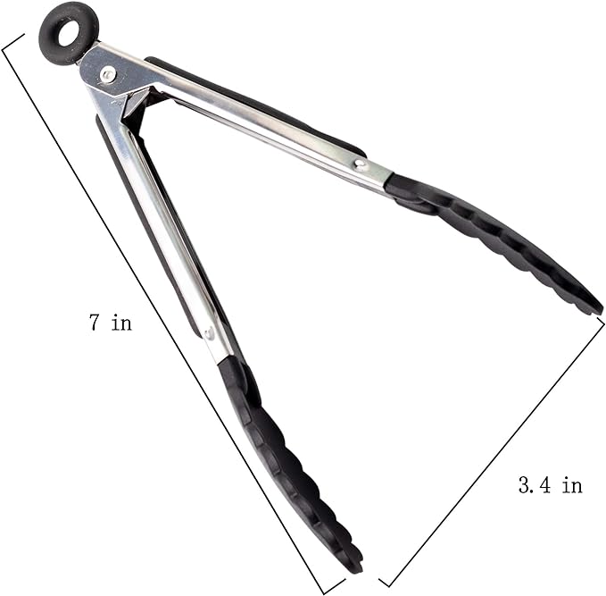 7 Pack Kitchen Tongs Set 7-Inch Color Mini Small Food Tongs - Image 4