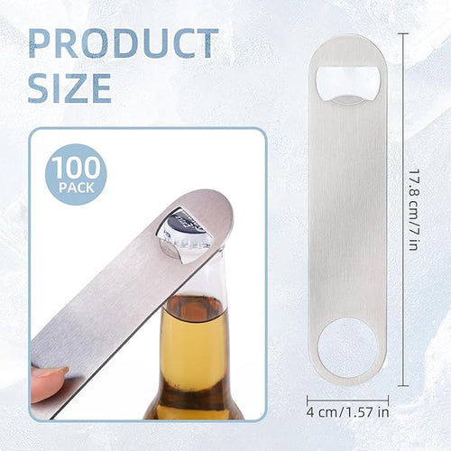 100 Pack Flat Beer Bottle Opener 7 inch Stainless Steel Flat Bottle Opener Beer - Image 2