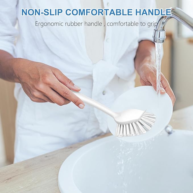 SetSail Dish Brush with Handle, 3 Pack Stiff Bristles Dish Scrubber with - Image 7
