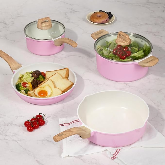CAROTE Ceramic Cookware Set, Pot and Pan Set - Image 7