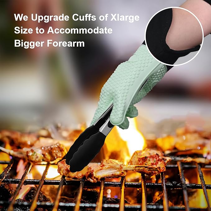 GEEKHOM BBQ Gloves Heat Resistant Oven Mitts - Image 2