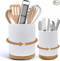 2 Pack Ceramic Utensil Holder, 7.3"+5.4" Large kitchen utensils holder by NURTUREKNOTS