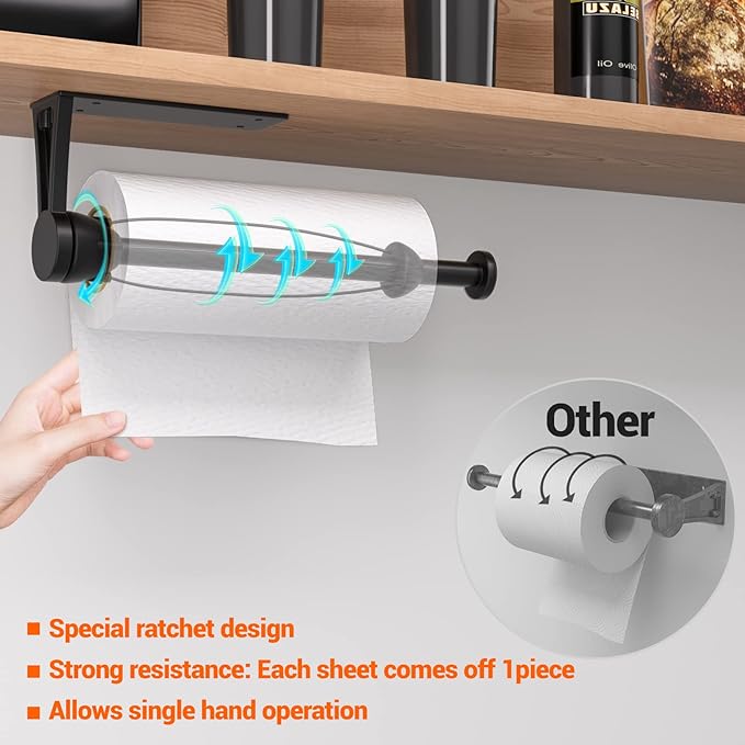 Paper Towel Holder Under Cabinet, Single Hand Operable Wall Mount - Image 3