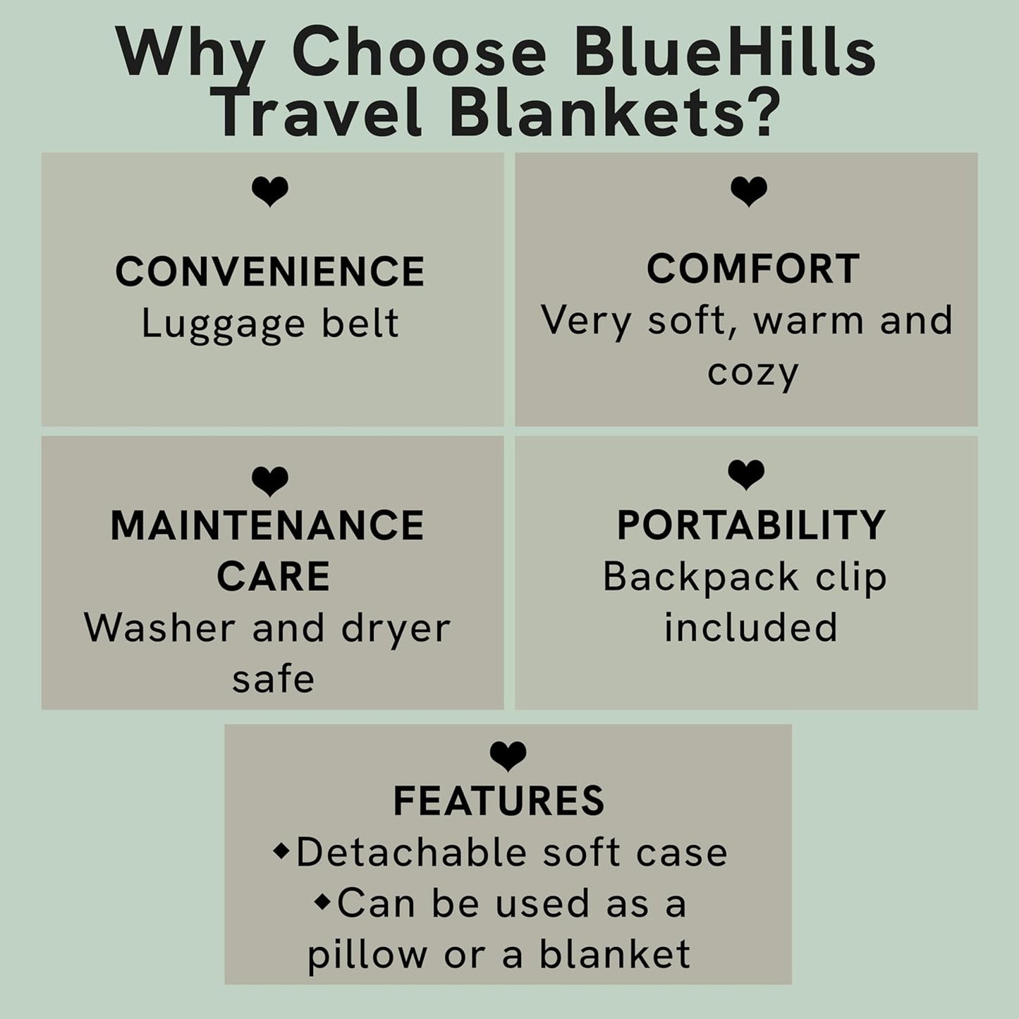 BlueHills Premium Soft Travel Blanket Pillow Airplane Blanket Packed in Soft Bag Pillowcase with Hand Luggage Belt Compact Pack Large Long Flight Essentials Portable Navy Blue T002