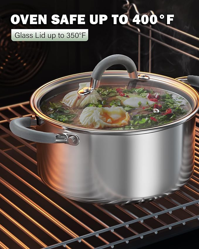Cook N Home Stainless Steel Cookware Sets, 3-Ply 12 Pcs Pots and Pans Set - Image 7
