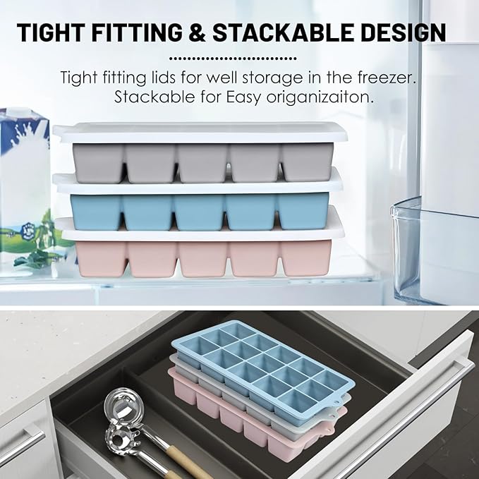 Silicone Ice Cube Trays 3Packs, Easy Release Ice Cube Molds - Image 4