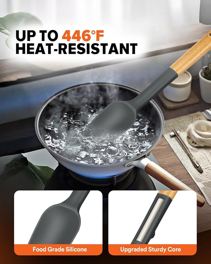 Silicone Spatula Spoon Set, and Spreading, Sturdy BPA-Free Matte Silicone - Image 5