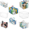 MOONEDGE 8 Pack Modular Clear Plastic Storage Organizer Bins – 4 Large & 4 by MOONEDGE