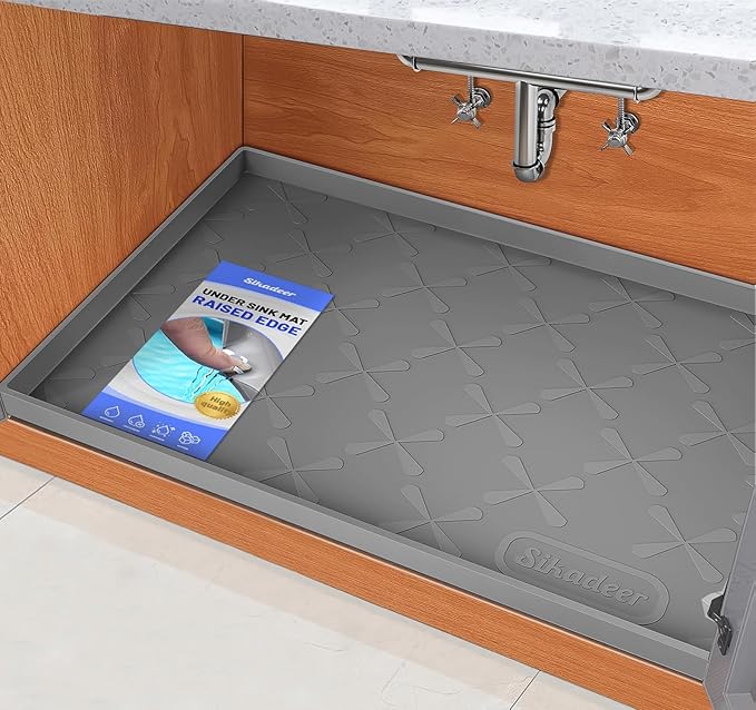 SIKADEER 40" x 22" Under Sink Mat Waterproof, Silicone Mat Kitchen Drawer Shelf by SIKADEER