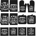 12 Pcs Farmhouse Kitchen Decor and Accessories Sets 4 Black Kitchen Towels 4 by Bencailor