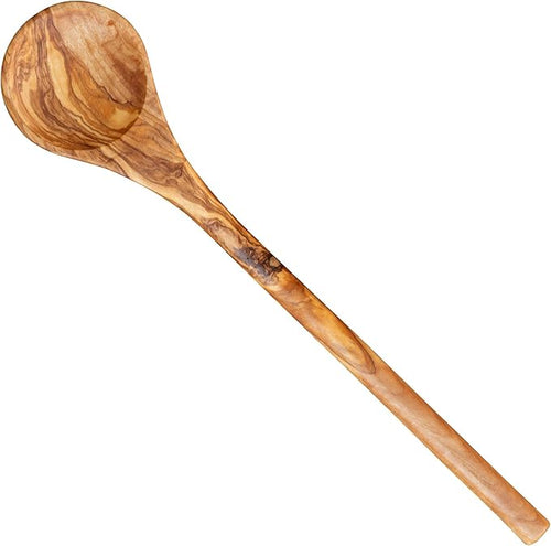 12 Inch Olive Wood Round Spoon, Natural and Organic Olivewood by ThirteenChefs