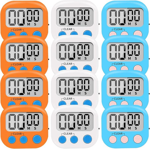 12 Pack Small Digital Kitchen Timer Magnetic Back and ON/Off Switch, Minute by LinkDm