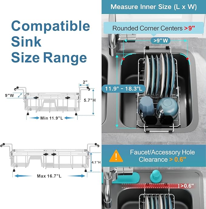 GSlife Small Sink Dish Drying Rack - Image 3