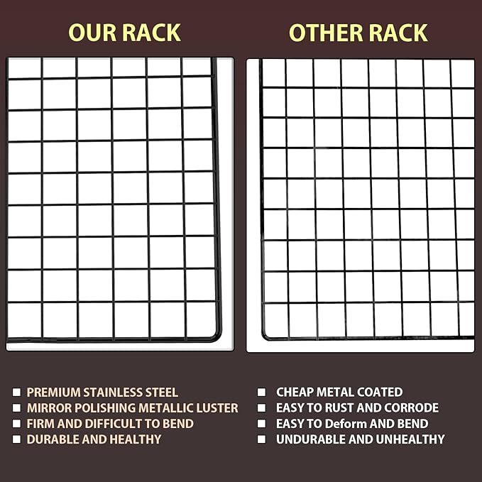 BRIOUT Cooling Rack for Baking, 16x10 Inches Baking Rack, Thick Wire Cookie - Image 4