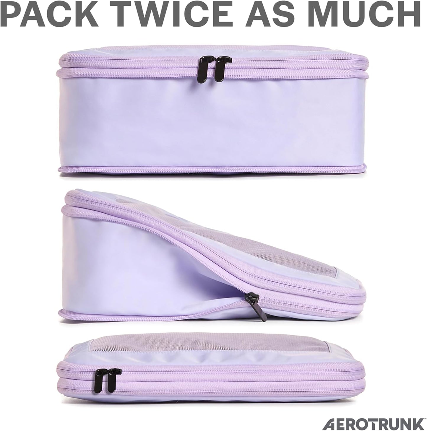 Compression Packing Cubes for Travel - Luggage Organizer Bags - Double Zipper Packing Cubes for Suitcases (6-Pack, Purple)