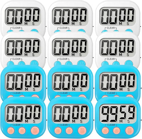 12 Pack Digital Kitchen Timer Small Classroom Timers by VOULOIR