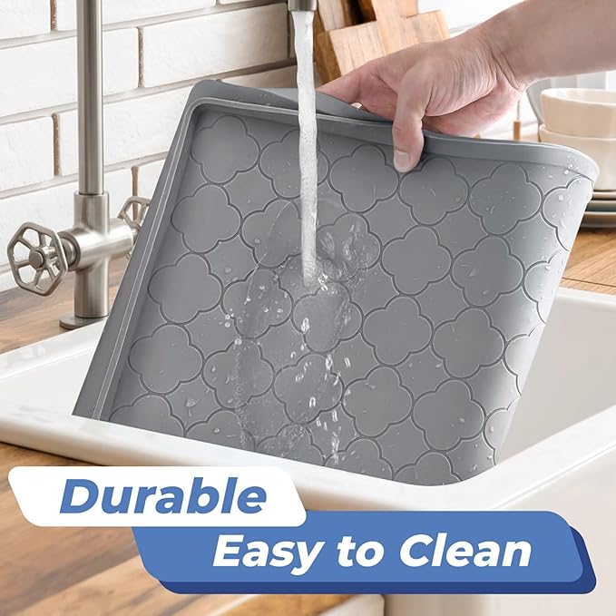 Jin&Bao Waterproof Under Sink Mat 28" x 19", Thick Silicone Mat Cabinet - Image 4