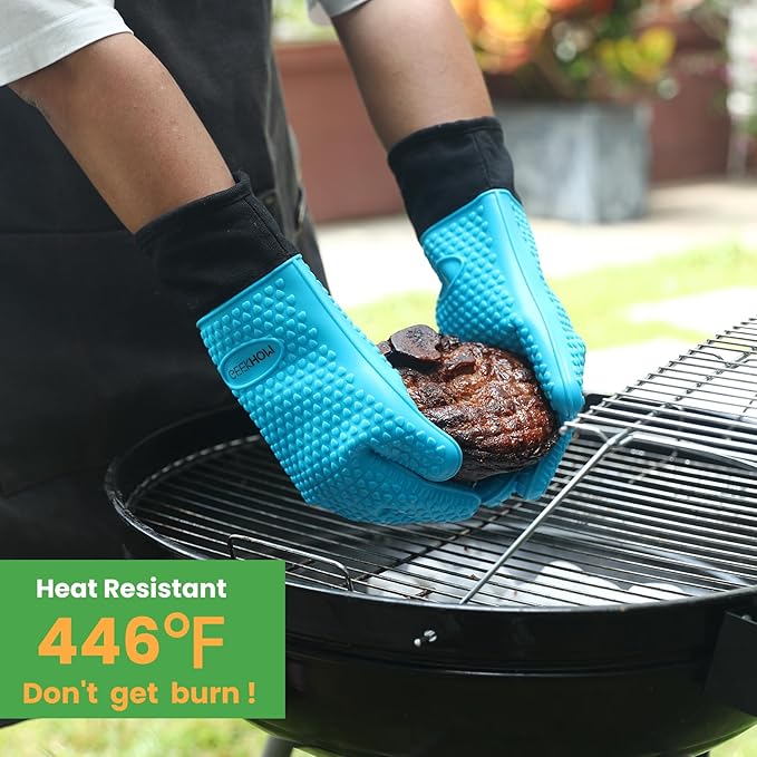 GEEKHOM BBQ Gloves Heat Resistant Oven Mitts - Image 3