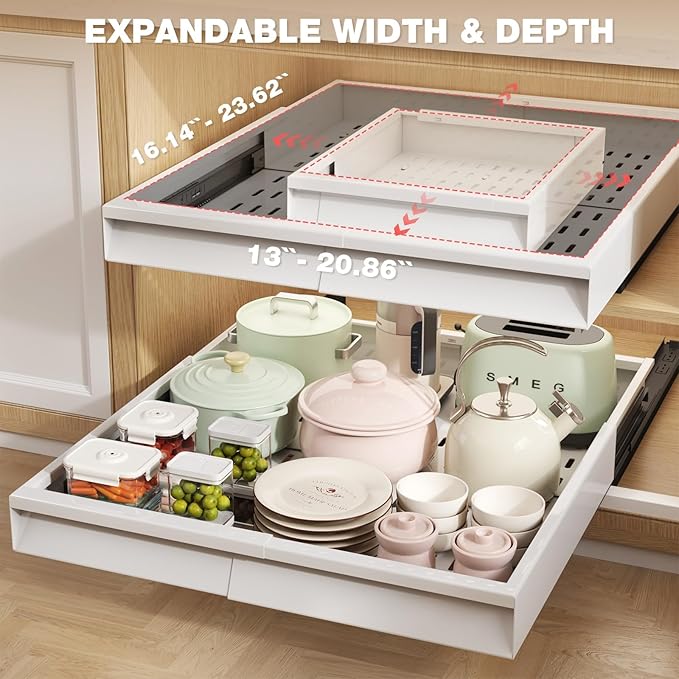 Seinloes 2 Pack Pull Out Cabinet Organizer - Image 4