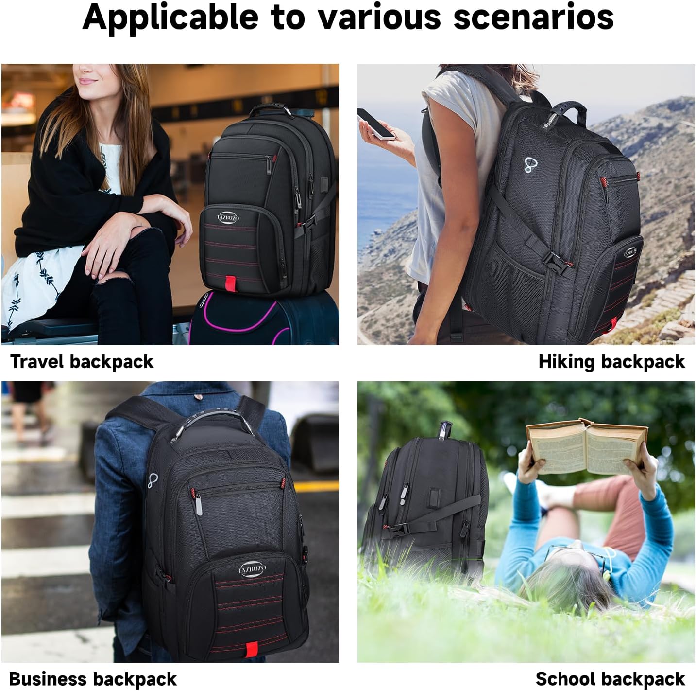 18.4 Inch Travel Laptop Backpack,Extra Large Backpack, Laptop Backpack for Men, 55L Water Resistant TSA Airline Approved Business Work College School Computer Bag with USB Port
