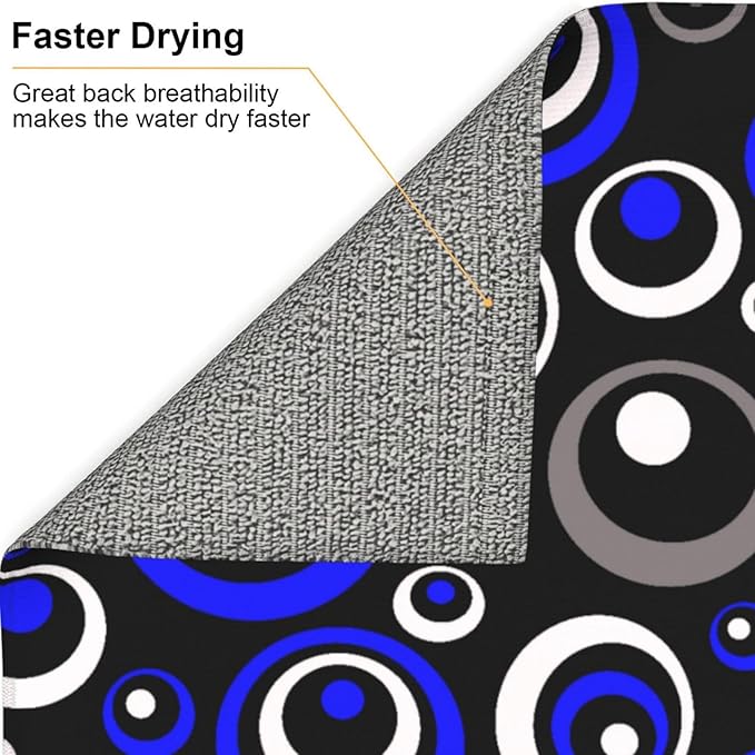 Blue Black White Geometric Circle Dish Drying Mat - Image 5