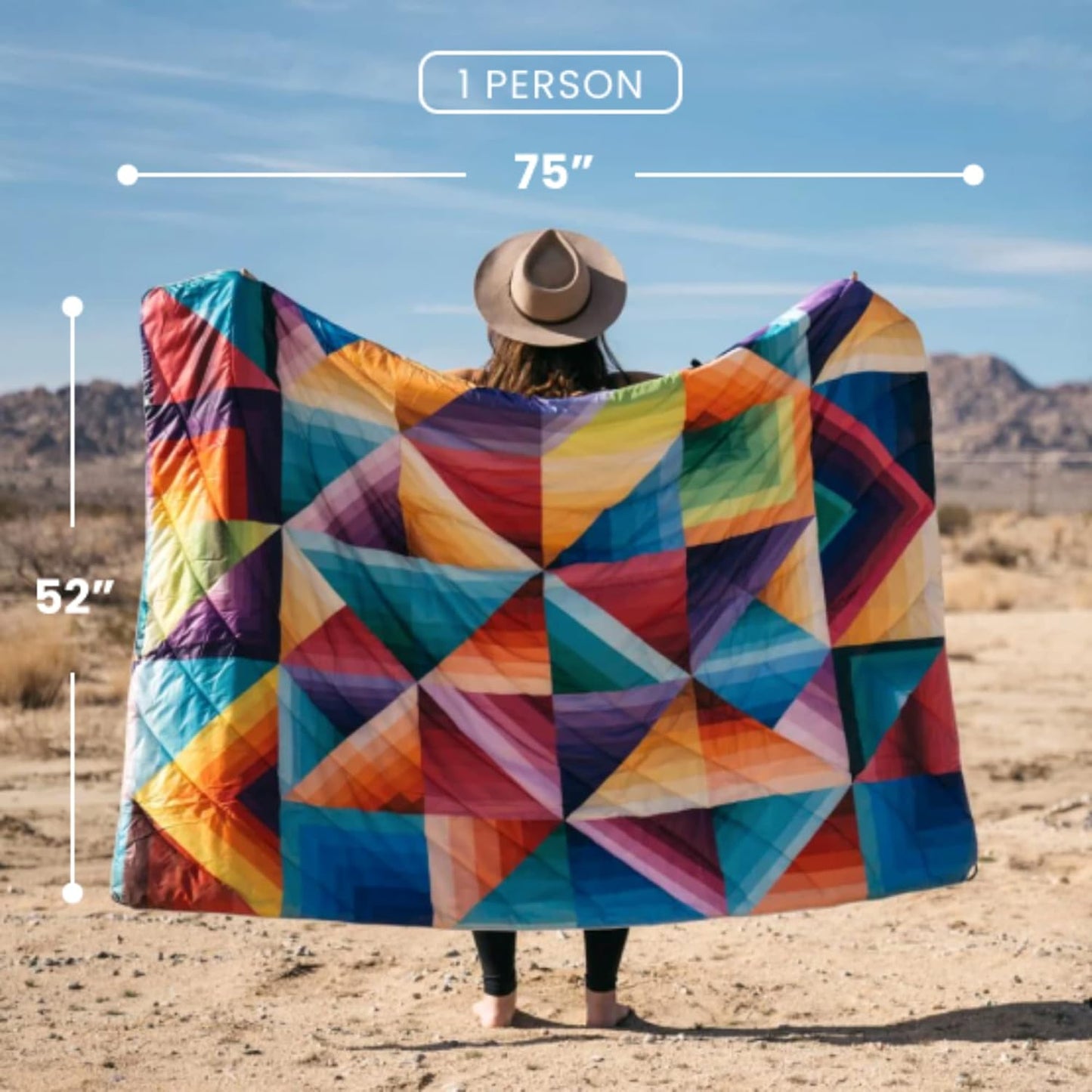 Rumpl Original Puffy Blanket - Warm, Water-Resistant Camping Blanket with 100% Recycled Synthetic Insulation, 52"x75", Original Puffy V1, Sunset Fade