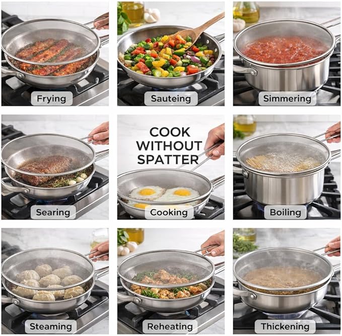 HIC Kitchen Splatter Screen, 18/8 Stainless Steel - Image 4