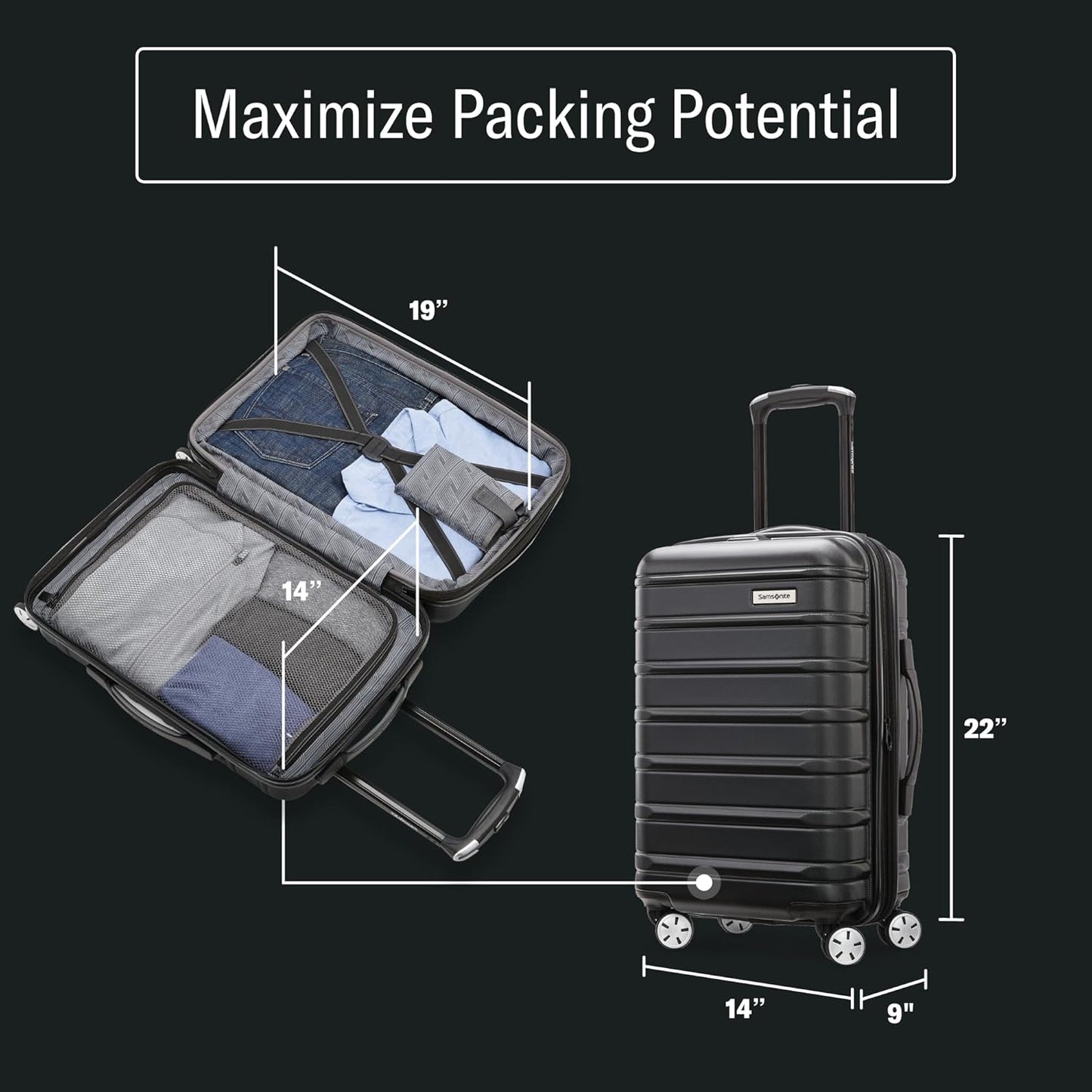 Samsonite Omni 2 Carry-On Hardside Luggage with 360° Spinner Wheels - Scratch Resistant Hardshell - TSA, Airline-Approved - Expandable Polycarbonate Shell for Lightweight Travel - Nova Teal