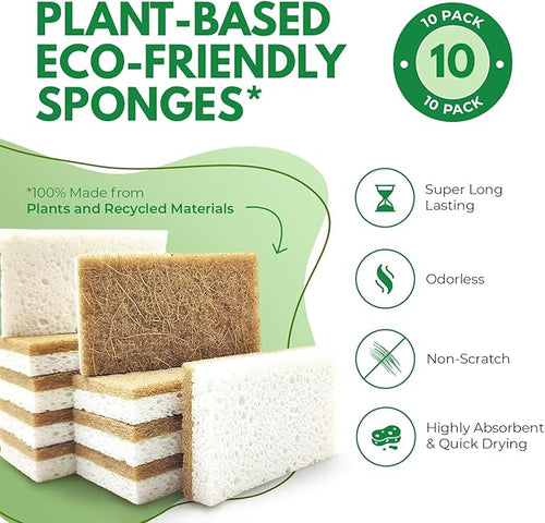 10 Pack Biodegradable Natural Kitchen Sponge - Image 2