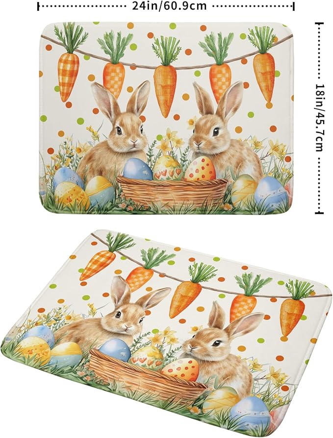 Giwawa Easter Bunny Dish Drying Mat Eggs Carrot Dishes Drainer Pad Absorbent - Image 2