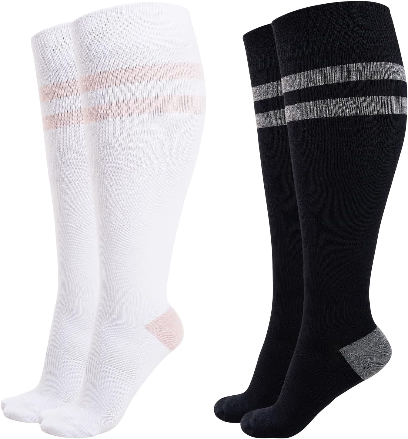Momcozy Compression Socks for Women Wide Calf, 15-20mmHg Knee High Support Socks for Pregnancy, Nurses, Travel, Flying