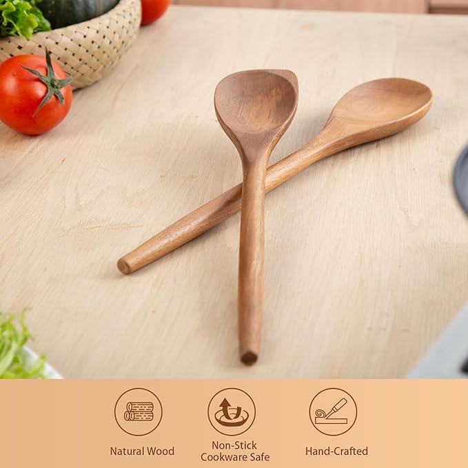 GinSent 2PCS Wooden Spoons for Cooking14 Inch Cooking Wooden Spoons Comfort - Image 5