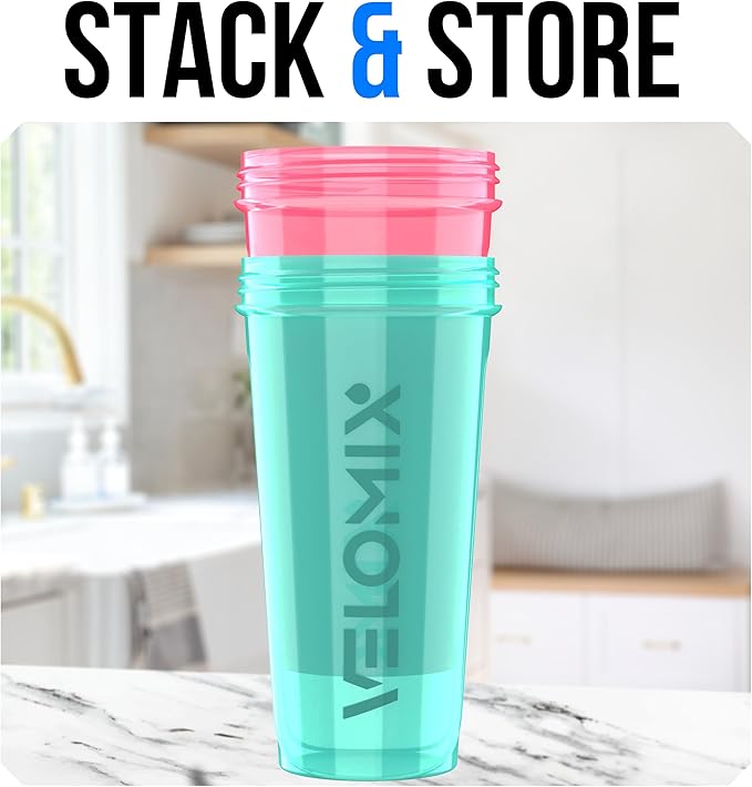 VELOMIX -2 Pack- 28 oz Protein Shaker Bottles - Image 6