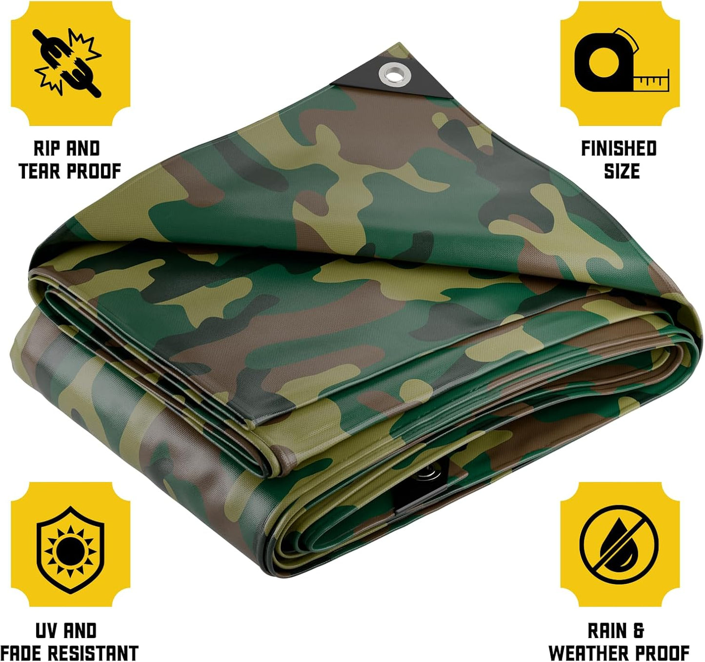 Core Tarps Extreme Heavy Duty 20 Mil Tarp Cover, Waterproof, UV Resistant, Rip and Tear Proof, Poly Tarpaulin with Reinforced Edges for Roof, Camping, Patio, Pool, Boat (Camouflage/Green 20′ X 40′)